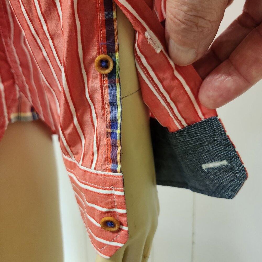 Ted Baker shirt M men's cotton red stripe - Picture 5 of 8